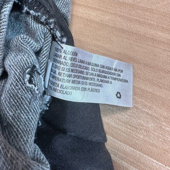 Wild Fable Black/Acid Wash Distressed Jean Shorts WMNS Sz 6 Highest Rise Cut Off - Picture 5 of 7